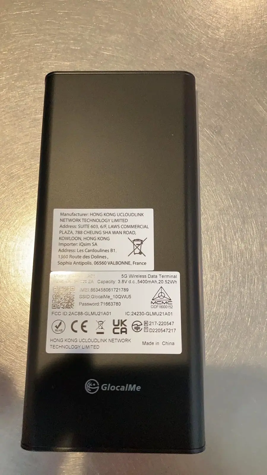 GlocalMe Numen air U50 5G対応 世界通用ギガ 5400mAhバッテリー