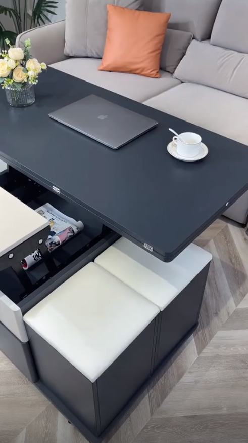 Minimalistische Ovale Salontafel met Opbergcentrum Tafel voor Woonkamer Kleine Bijzettafel voor Slaapkamer Eiken Afwerking